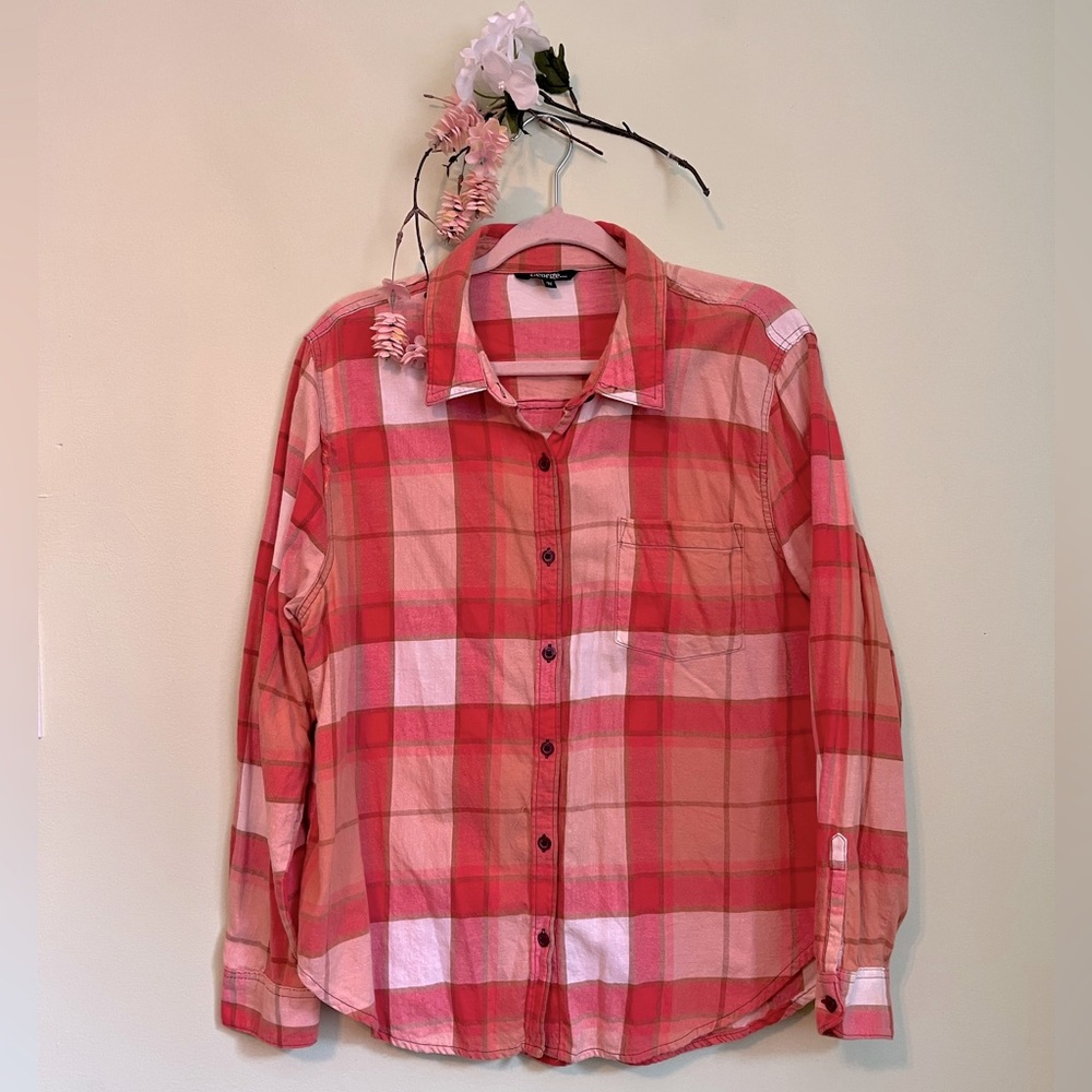 Plaid shirt | Orange plaid | vintage look | button down | over shirt
